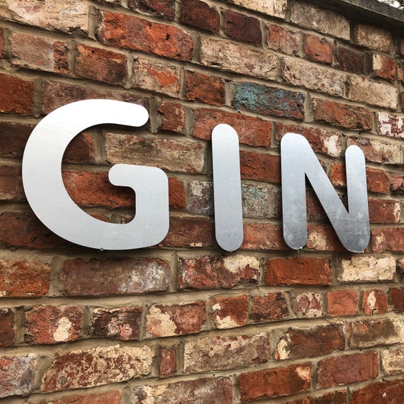 BAR Lettering Letters GALVANIZED Metal Shop Home Sign Rustic Drinks Cocktails