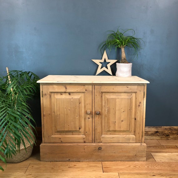 Boho Cupboard Room Rustic Vintage Pine Storage Tv Stand Shabby Chic