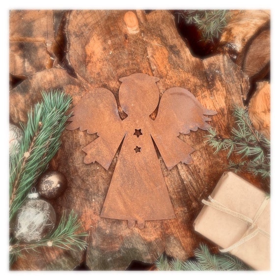 Distressed RUSTY ANGEL Sign Metal Rustic Nordic Christmas decoration Ornament