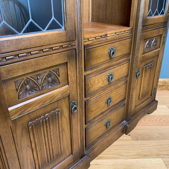 Vintage Old Charm Oak Bookcase Cupboard Buffet Dresser Rustic Etsy