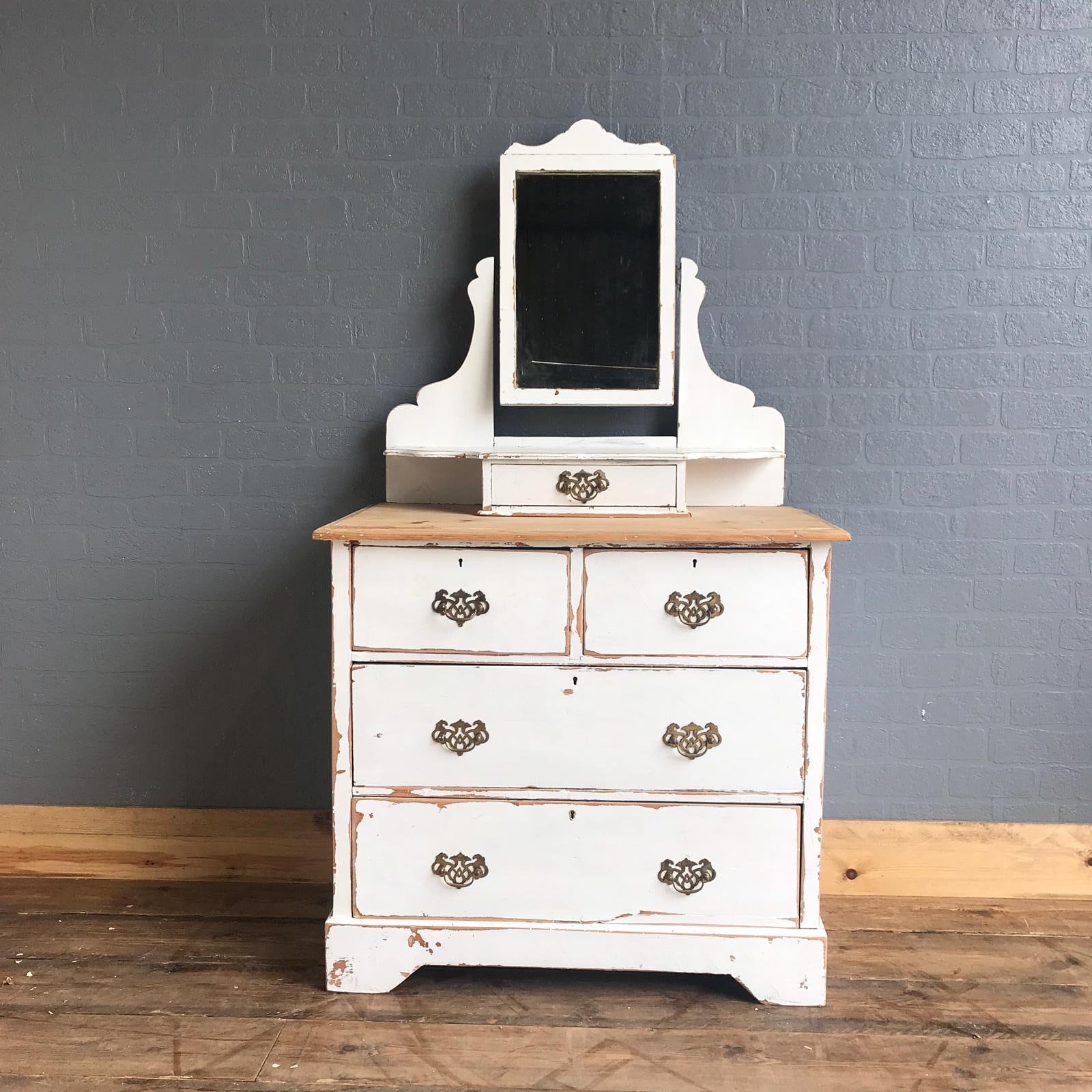 Vintage Dressing Table Chest Of Drawers Mirror Bedroom Dresser Etsy