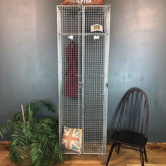 Industrial Metal Wire Mesh Tall Locker Interior Design Piece Double Wardrobe