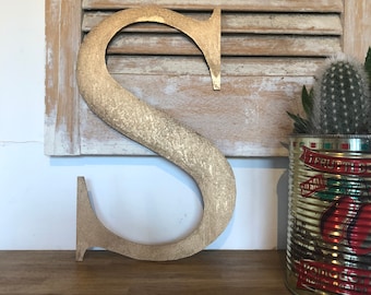 Gold Metal Letter S , Personalised Gift , Vintage Letter , Gold Letters , Rustic Signage , Rustic Decor For The Home , House Decorations ,