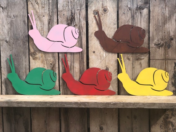 Rusted Rustic Coloured Metal SNAIL Garden Ornament Sign plaque decoration Statue