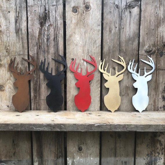 Rustic STAGS HEAD cow head skull Antlers Sign Metal Shop Home bar Pub barbershop