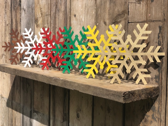 Rustic SNOWFLAKE Sign Metal Shop Home Christmas decoration Ornament Winter Snow