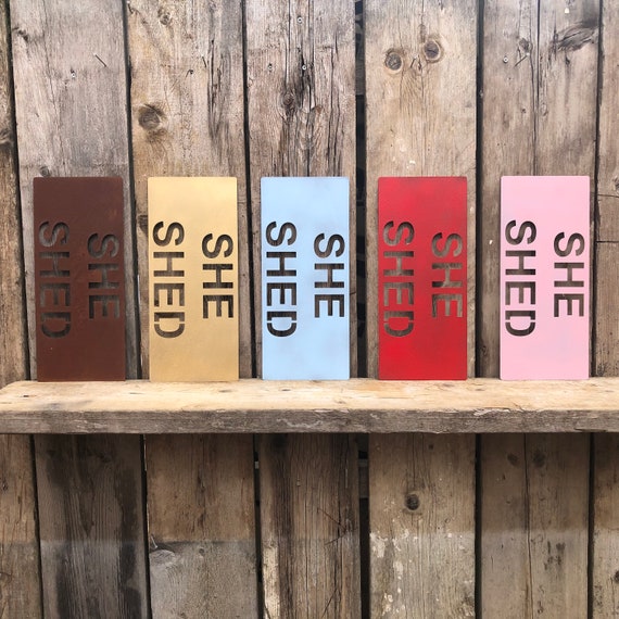RUSTIC SHE SHED Sign Metal Bar Drinks Hut Garage workshop Kitchen plaque office