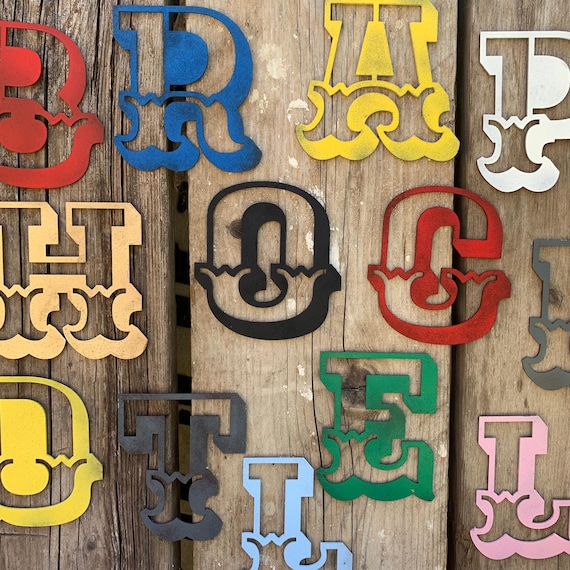 5" AND 12" Coloured CARNIVAL metal alphabet letters, shop signs, initials, house name, lettering, rusted, industrial, vintage, home, love