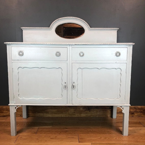 Vintage Retro Painted Sideboard Shelves Mirror Cocktail Cabinet Cupboard Drawers