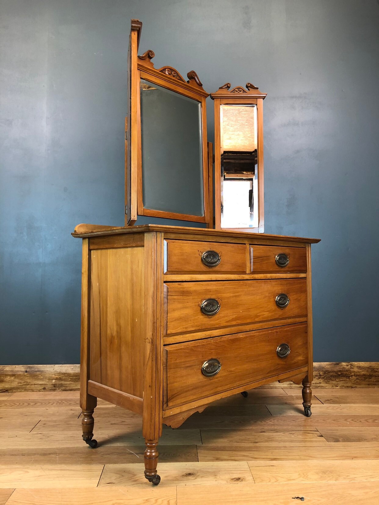 Vintage Chest Of Drawers Satin Wood Shabby Chic Rustic Bedroom