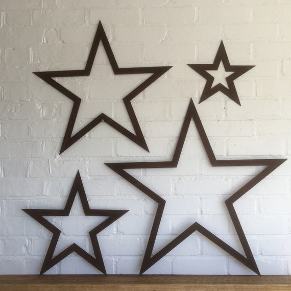 4 rusty Stars Sign set Metal Shabby Chic Rustic Decoration House Home Garden Feature Traditional Vintage Barn