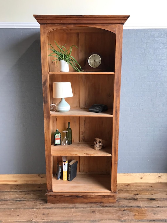 Rustic Tall Vintage Bookcase Shelves Shelving Storage Pine Wooden Unit