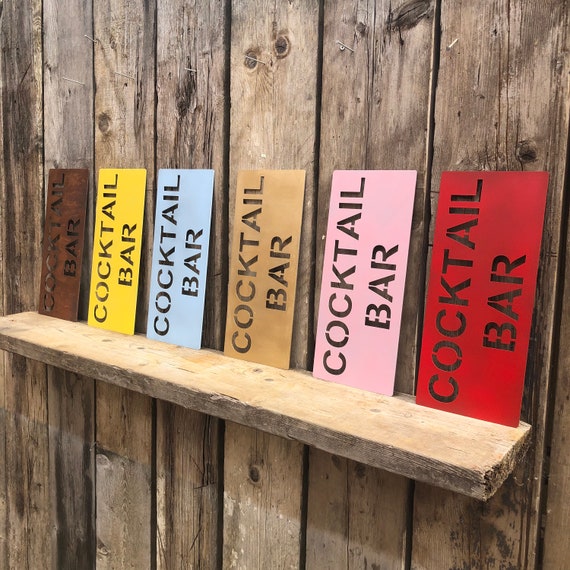 RUSTIC colourful COCKTAIL BAR Word Sign christmas gift birthday present for him her wife husband man lady girlfriend boyfriend women novelty