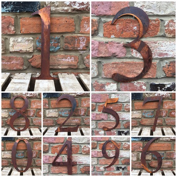 Large RUSTED Metal HOUSE Door Wall NUMBER Sign Vintage Rustic Classic