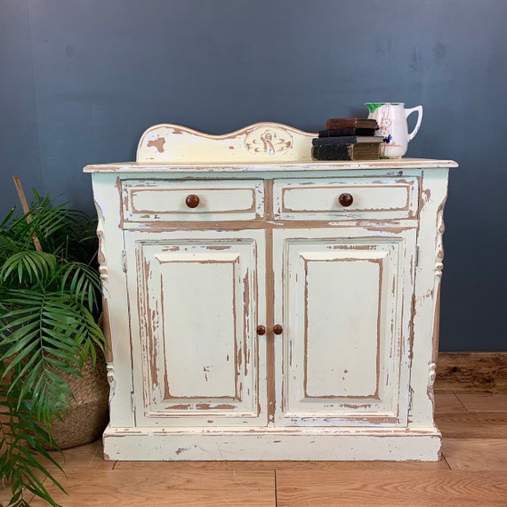 Vintage Cupboard Drawers Sideboard Painted Shabby Chic Pine Rustic Distressed
