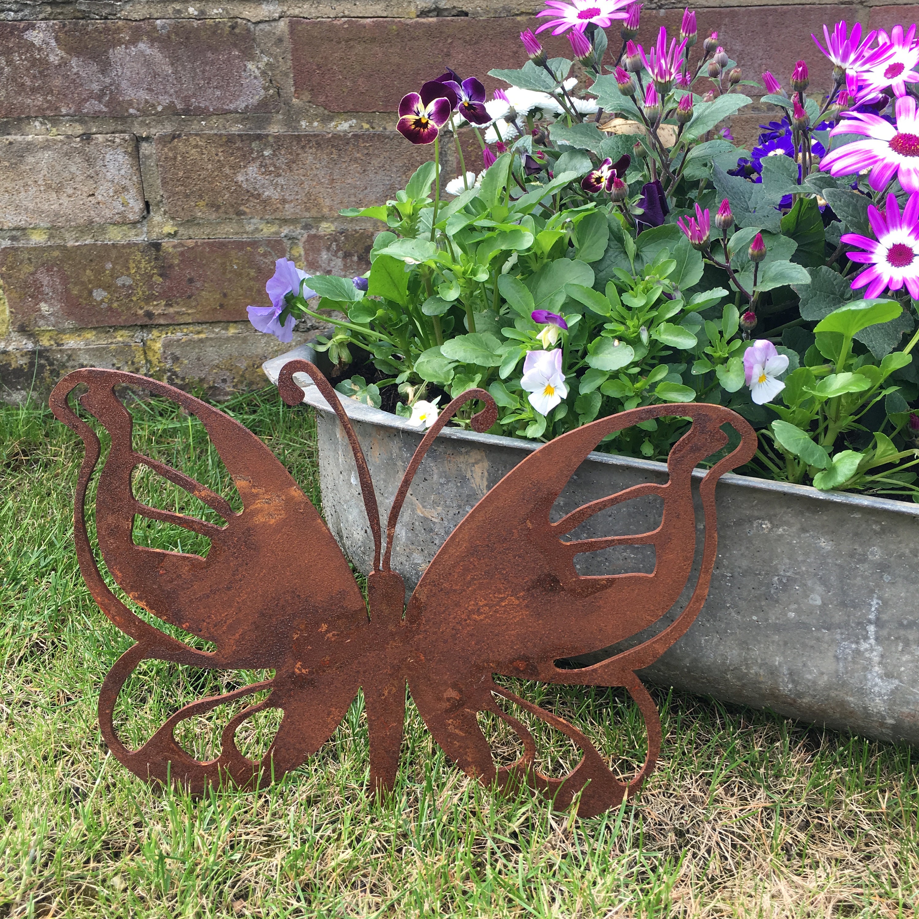 Rusty BUTTERFLY Sign Metal Front Home Garden Ornament Wall Animal