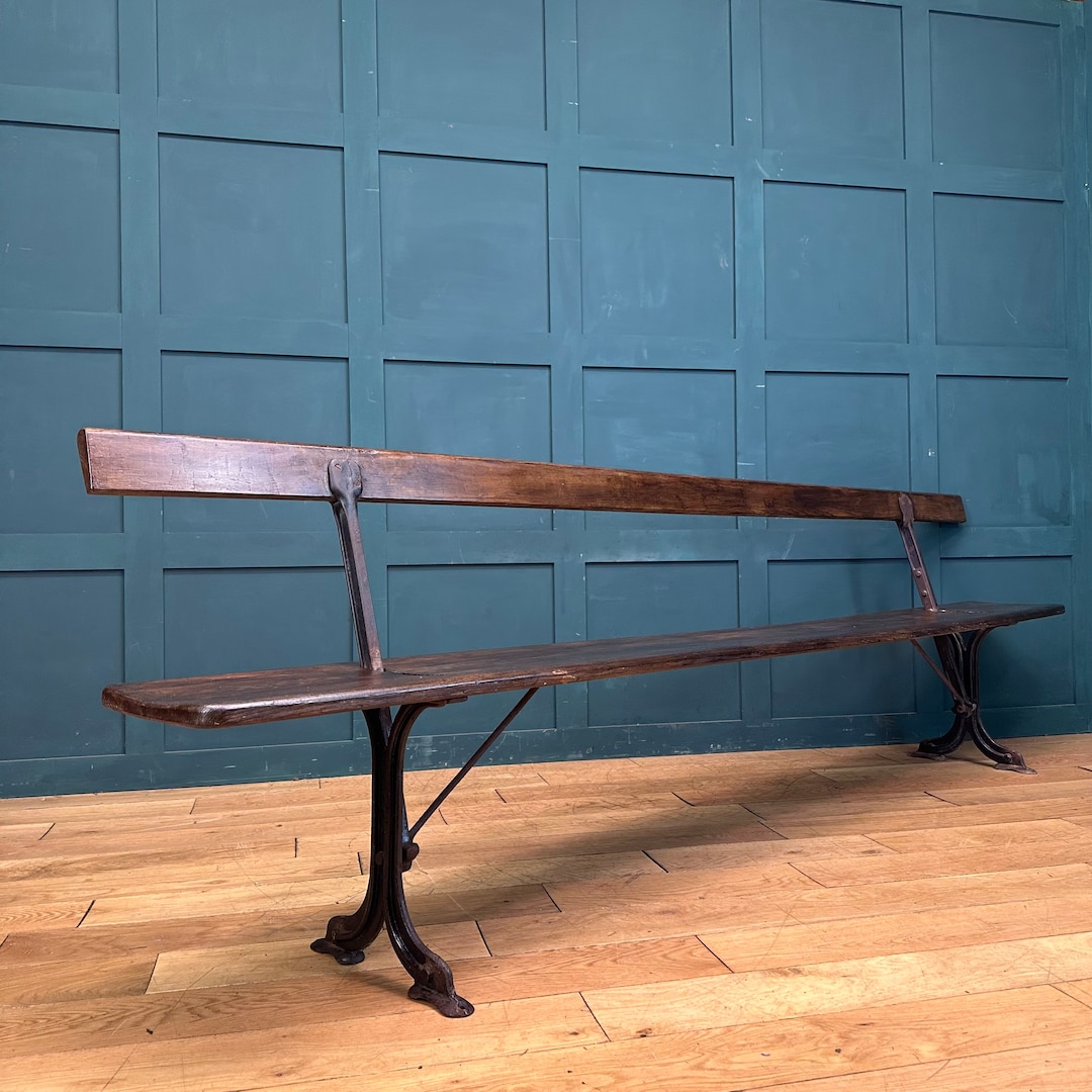 Antique Pine Bench / Railway Station Bench / Pine Hall Bench / Seating