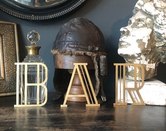 Gold Art Deco Bar Sign: Rustic Metal Letters Home Decor / UK Made