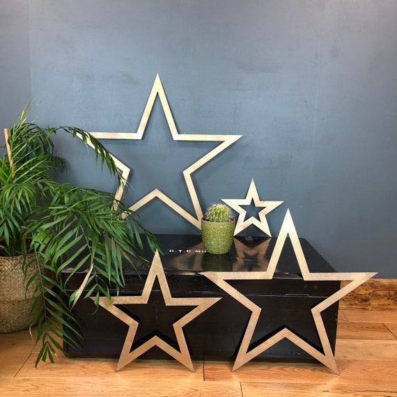 4 Stars Industrial Sign Metal Shabby Chic Rustic Gold Home Decor Wall Boho Urban