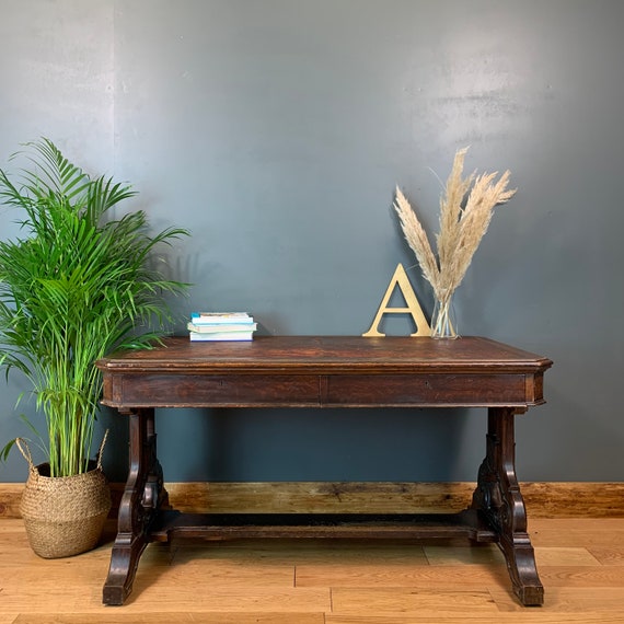 Antique mahogany Writing table Victorian Desk Rustic S&H Jewell