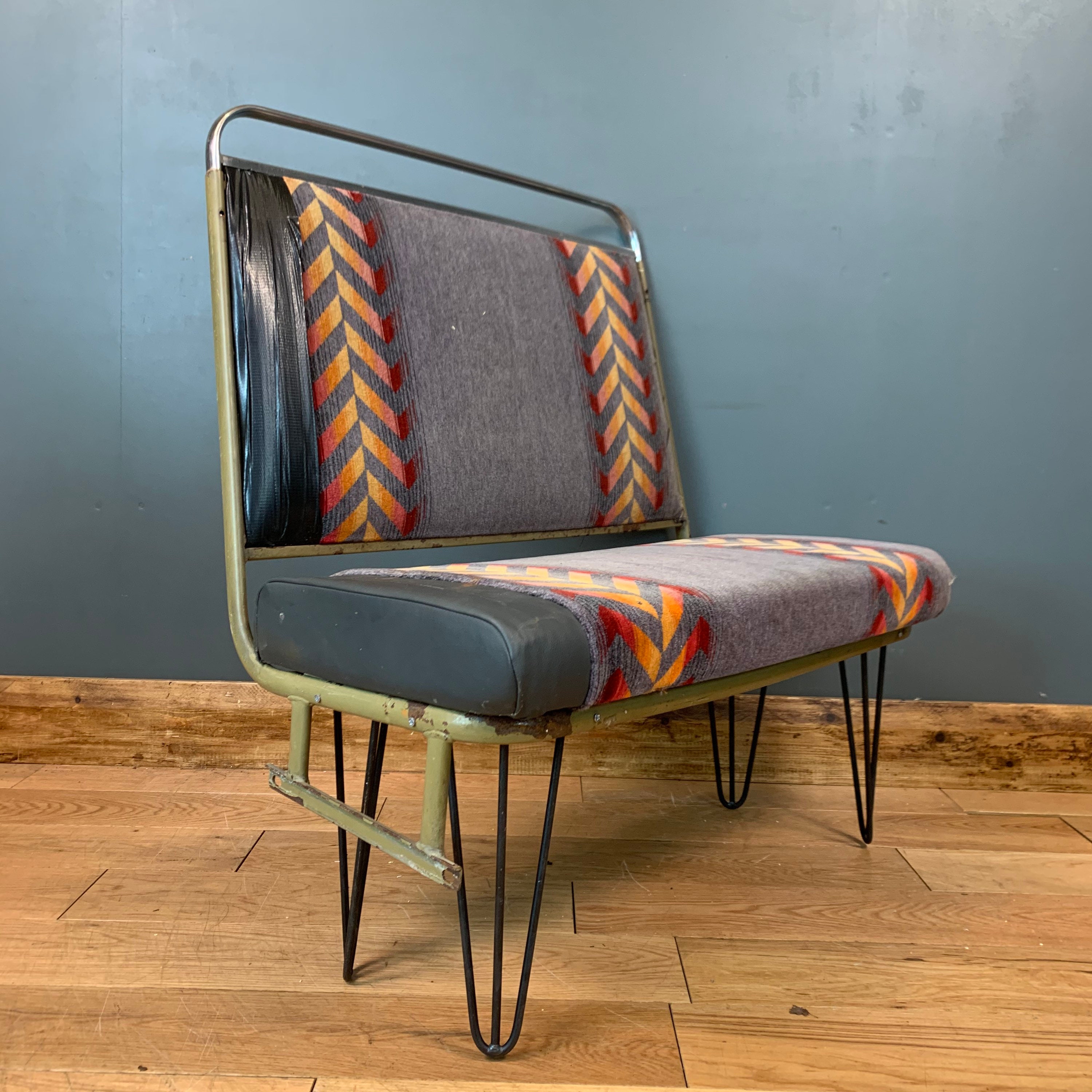 Bus Seat / Rustic Bench / Diner Seating / 1980s / retro bench / vintage