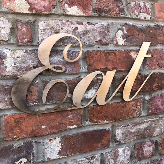 GOLD EAT Lettering Letters Sign Metal Home bar Pub Vintage Shop Cafe Boho Scandi
