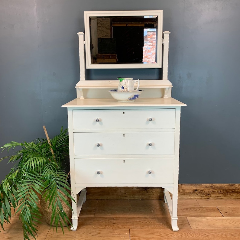 Vintage Dressing Table Chest Of Drawers Mirror Bedroom Dresser Etsy