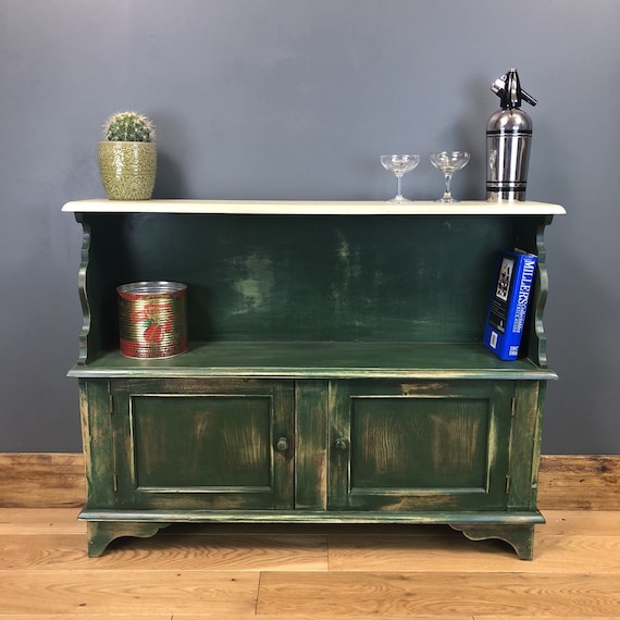 A Vintage oak Rustic Wooden Display Bookcase Upcycled Sideboard Cupboard Unit