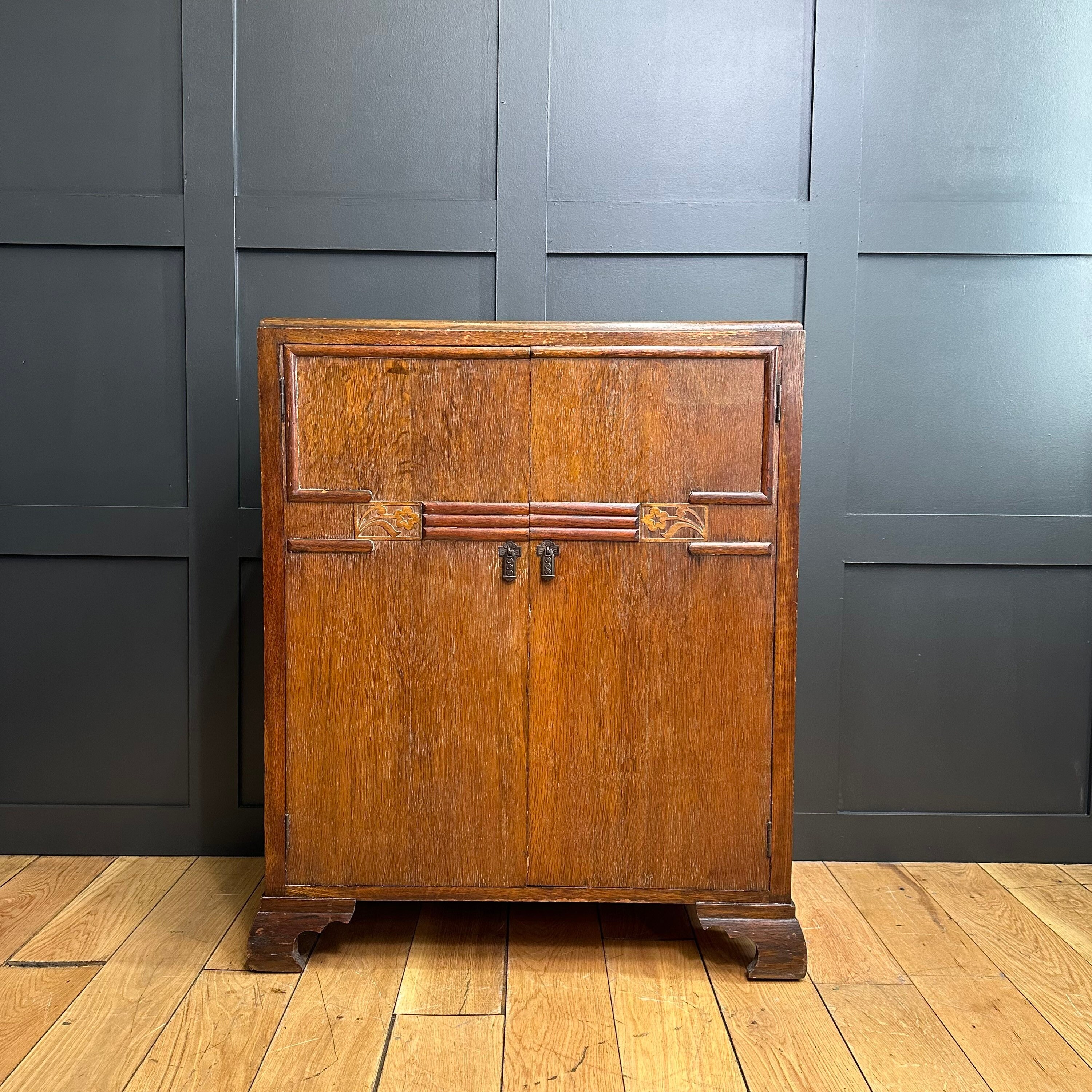 Art Deco Oak Linen Cupboard / Vintage Oak Cupboard / Storage Etsy UK