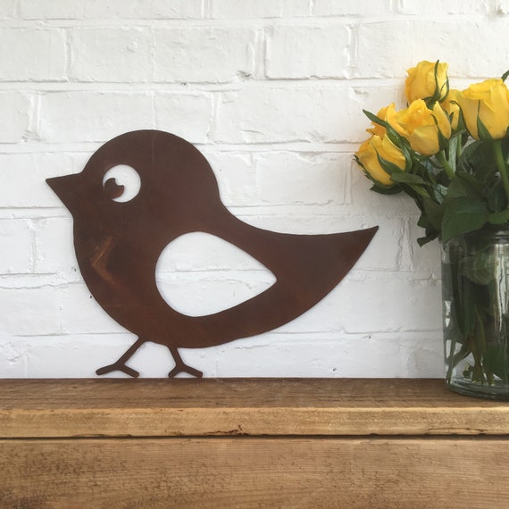 Rusty BIRD Metal Garden Home Shop Sign Feature Ornament Robin Decoration