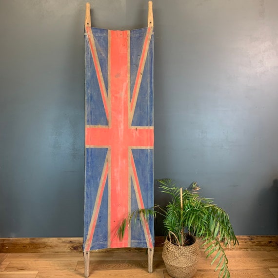WW2 Army Field Stretcher Antique Wall Art Collectable Canvas Wood Rustic Shop