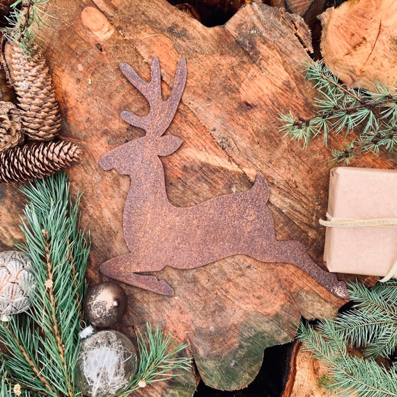 Rusty REINDEER Christmas deer Sign Metal Plaque Home decoration Nordic Rustic