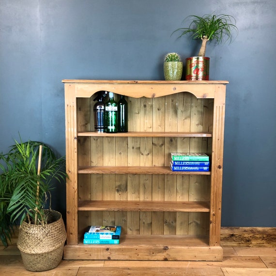 Rustic Vintage Bookcase Shelves Shelving Storage Pine Wooden Unit