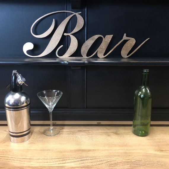 Gold BAR Lettering Letters Sign Metal Shop Home bar Pub Cafe Boho Scandi Drinks