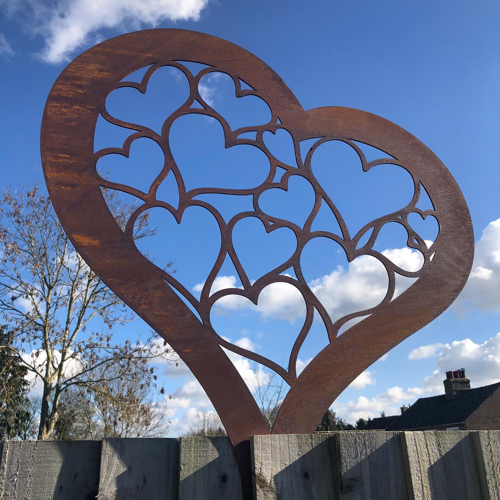 Coeur rouille décoration de jardin coeur en métal 10cm  12pcs-00763