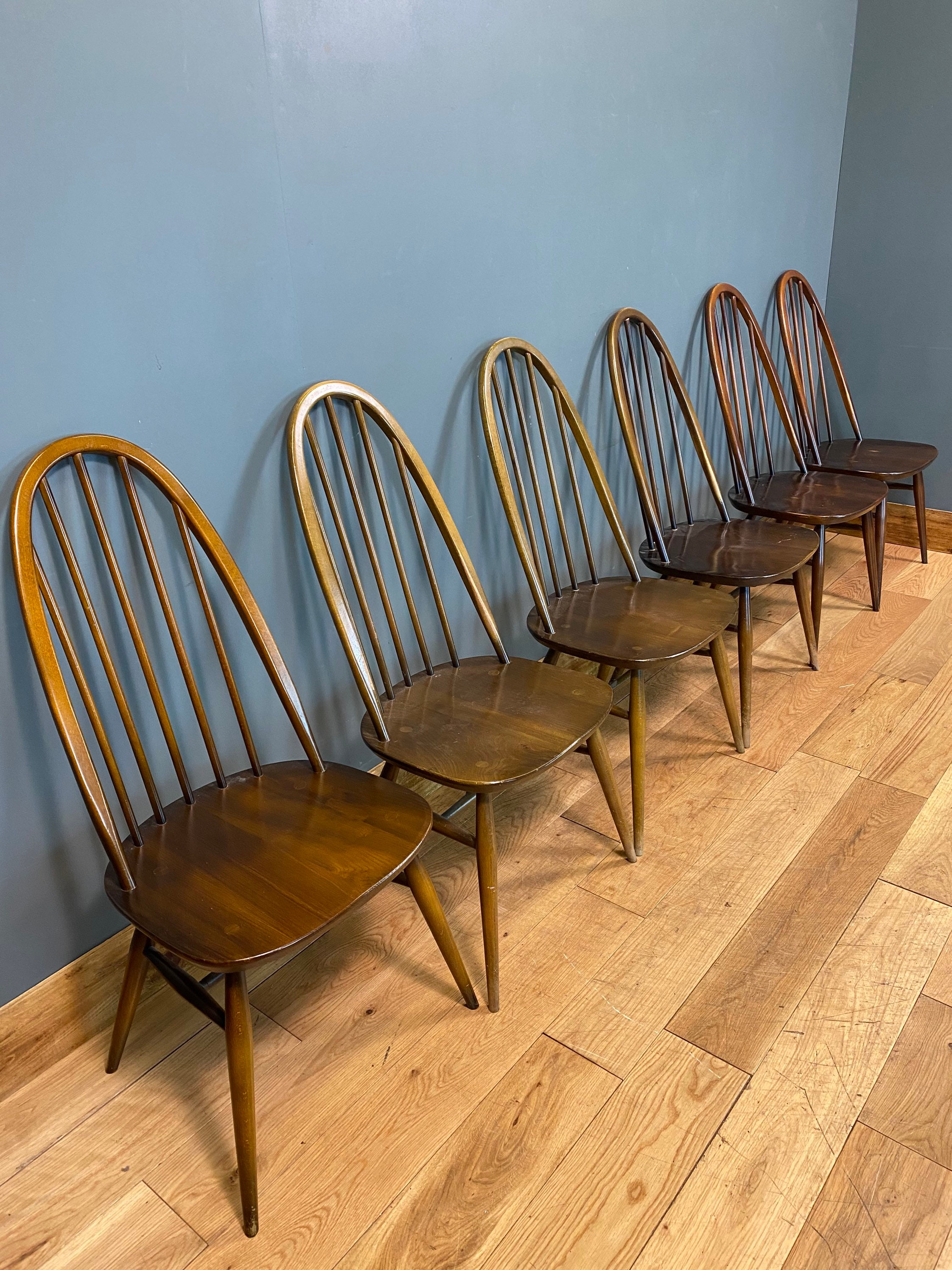 6 Ercol Windsor Quaker Dining Chairs / Mid Century / Ercol Retro Chairs