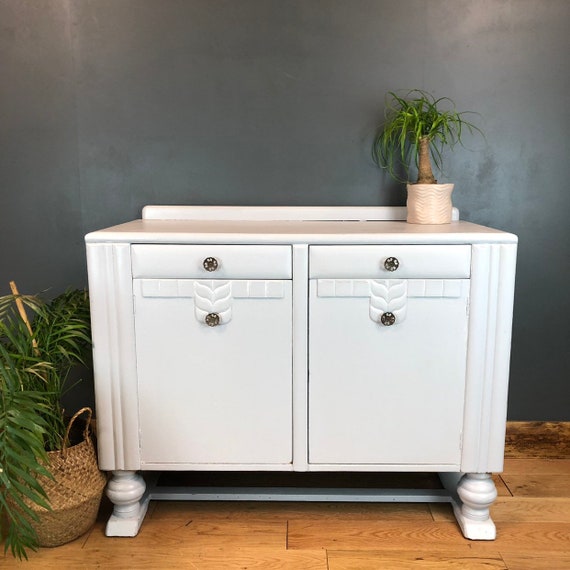 Vintage Painted Grey Upcycled Shabby Chic Sideboard Cupboard Rustic Drawers