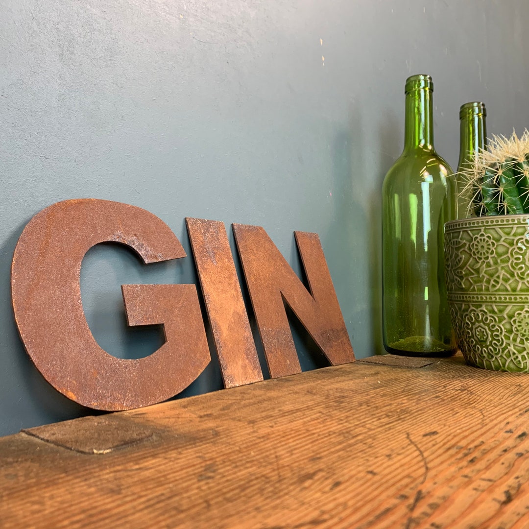 GIN Letters / Metal Wall Art / Kitchen Decor / Bar Sign / Shop Etsy
