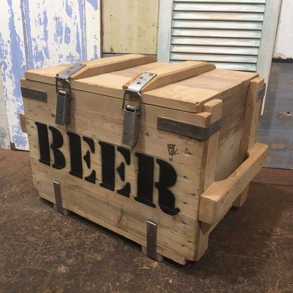 Vintage Reclaimed Pine Upcycled Trunk Chest Box Storage BEER Crate Cupboard