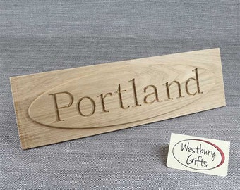 Oak Engraved Oval Style House Sign 400 x 146mm