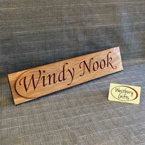 Oak Engraved Oval Style House Sign 500mm x 105mm