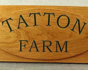 Oak Engraved Oval Style House Sign 500 x 220mm