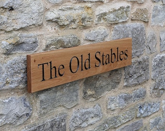 Oak Engraved Classic Rectangular House Sign 500 x 105mm