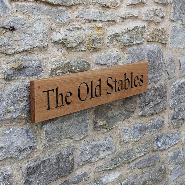 Oak Engraved Classic Rectangular House Sign 500 x 105mm