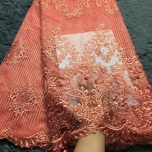 Nigerian french lace fabric in hot sale Embroidered Net fabric Material 5yards 2024 Tulle Lace Fabric For Wedding M2288 free shipping