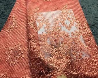 Tela de encaje francés nigeriano en oferta, material de tela de red bordada, 5 yardas, tela de encaje de tul 2024 para boda M2288, envío gratis