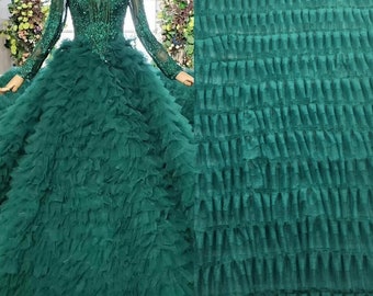 Green 14 Layers 3d lace fabric african lace fabric 5yards Nigerian Lace Fabrics 2023 High Quality lace / French Tulle Lace Fabric M3488