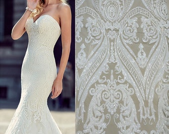 Gold Sequined African Quality France Lace Fabric With Net off white Color Nigeria Embroidery For Women Wedding Dresses Fabrics Free shipping