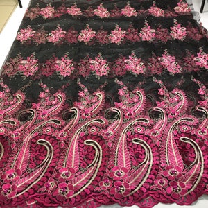 Royal Blue African Lace Fabric 2021 High Quality Lace 5yards, Nigerian Beaded Pearls Lace Fabric, Party Net Lace Flower Fabrics M2609