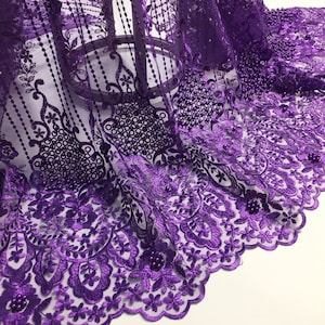 Latest High Quality African Tulle Lace Fabric 2021 with beads 5yards,purple Color Nigerian Lace Fabrics For Wedding M2588 Free shipping